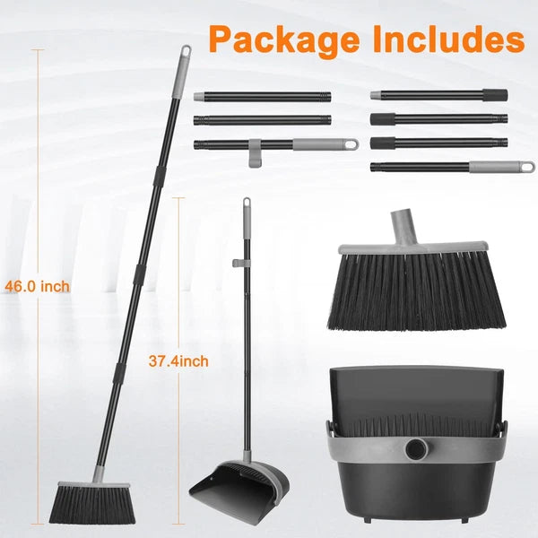 Broom and Dustpan Set Dust Pan with Long Handle 52 Broom with Stand Up