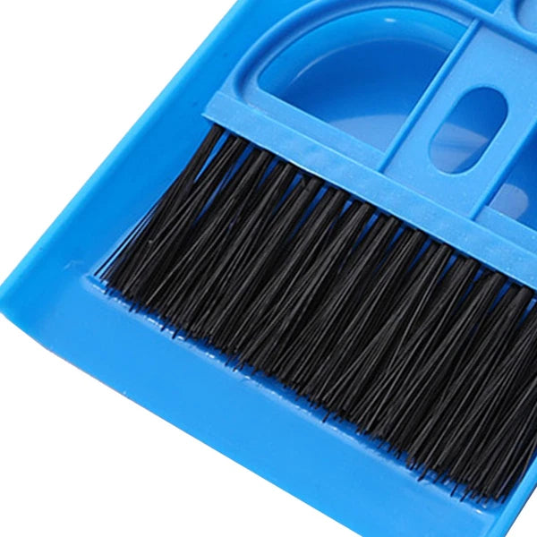 (Blue)Small Hand Broom Dustpan Set Multifunctional Portable Table Top Brush