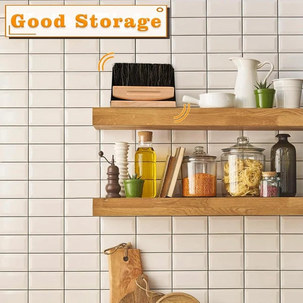 Small Dust Pan and Brush Set,  Hand Broom and Dustpan Set, Wooden Crumb8651