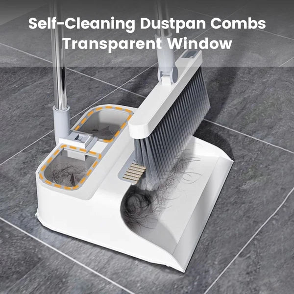 Broom with Dustpan Combo Set,51” Adjustable Long Handle,Broom and Dustpan,Dur...