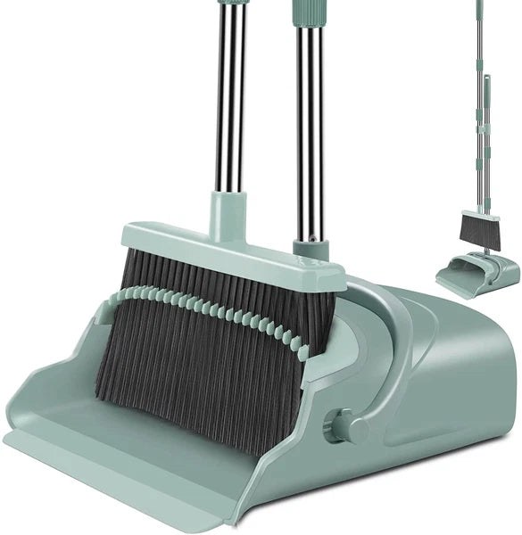 Upgrade Broom and Dustpan Set, Large Size and with Long Handle Upright Ideal