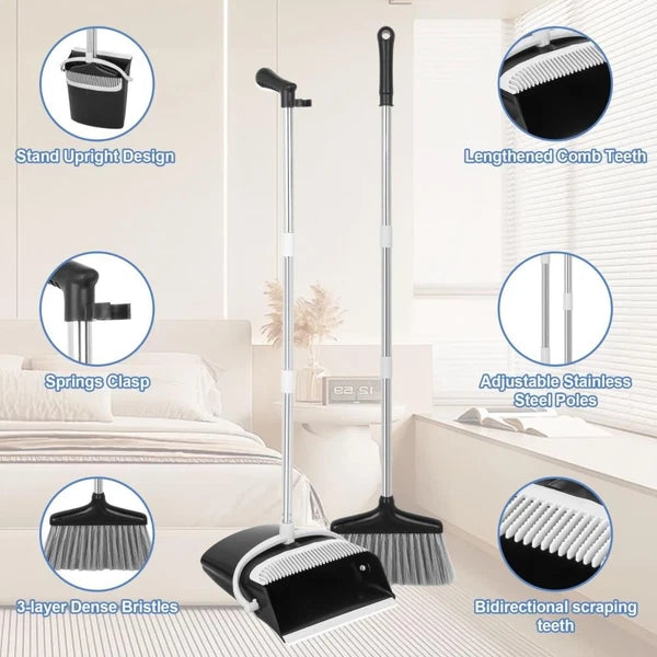Broom and Dustpan Set Lightweight Upright Lobby Broom and Dust Pan Combo _