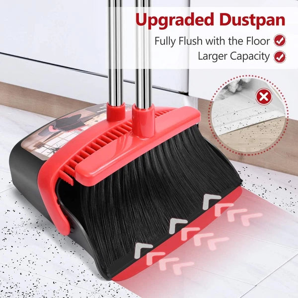 Broom and Dustpan Set, Dust Pan and Broom Combo for Floor Cleaning Dustpan wi...