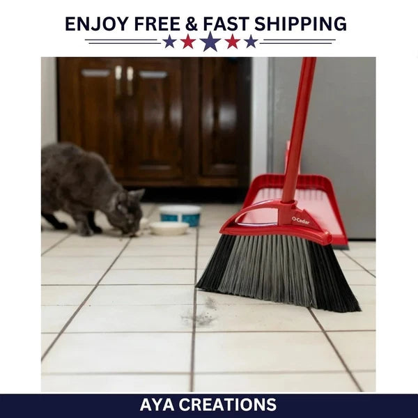 O-Cedar Pet Pro Broom & Step-On Dustpan Set for Hair, Dirt & Debris Cleanup