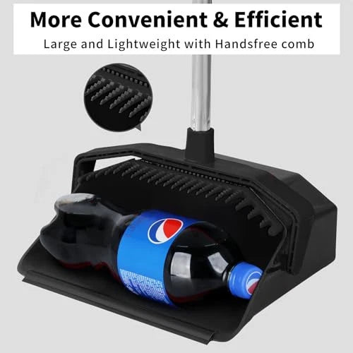 Broom with Dustpan Combo Set 3-Pack, Brooms and Dustpans Sets with Long