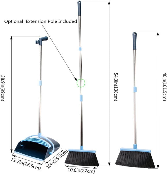 Broom and Dustpan Set for Home 2025 Indoor Outdoor Broom with Dustpan Combo Set